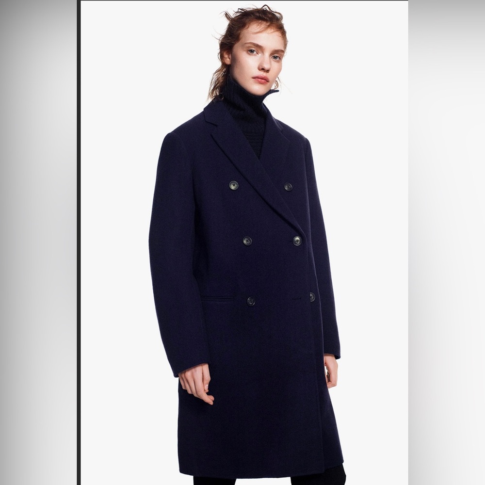 WOMEN +J NAVY DOUBLE FACE DOUBLE BREAST COAT